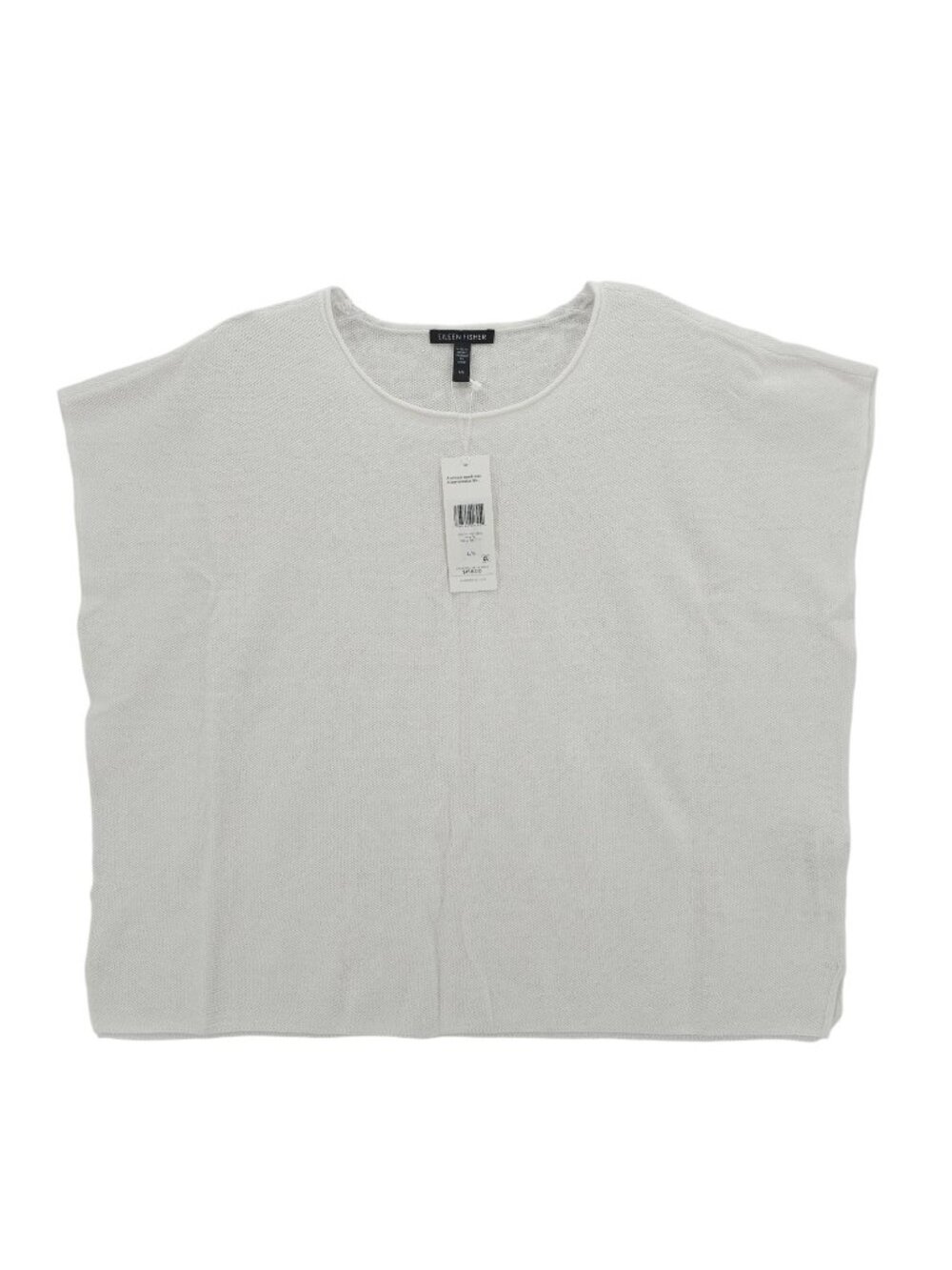 NWT EILEEN FISHER White Crew Neck Organic Linen Cotton Square Top Boxy LARGE